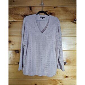 Adrianna Papell Womans Plus Size 2X Sweater Tan Long Sleeves Light Weight